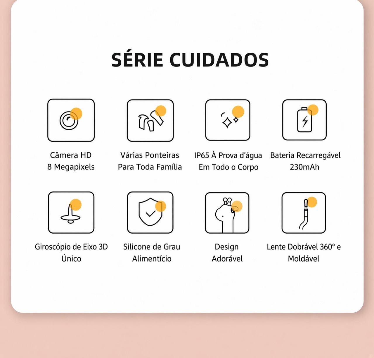 Quadro do fornecedor com os principais recursos do conjunto infantil girafa