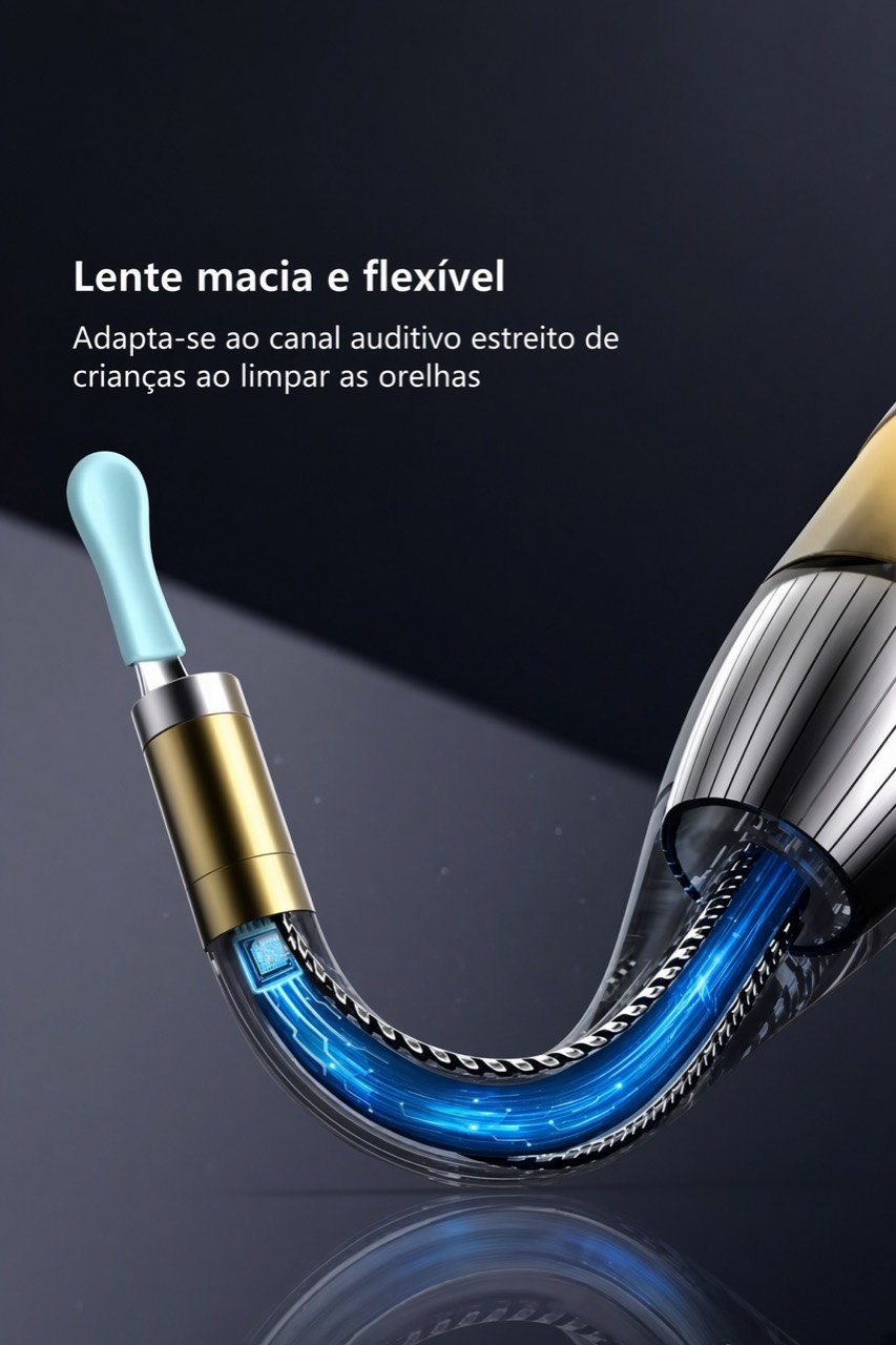 Detalhe em corte da lente macia e flexível do aplicador